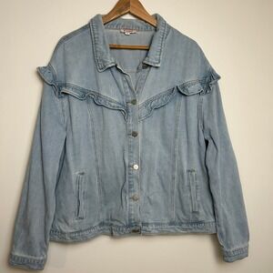 Ruffle Jean Jacket Women's 2X Plus Size‎ Cute Andree by Unit Quality